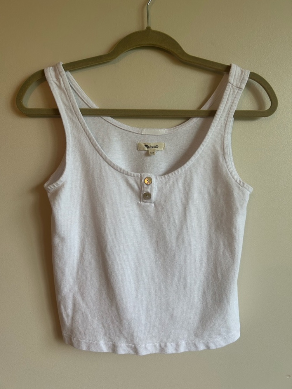 Madewell White Textured Henley Tank Top - Size XXS